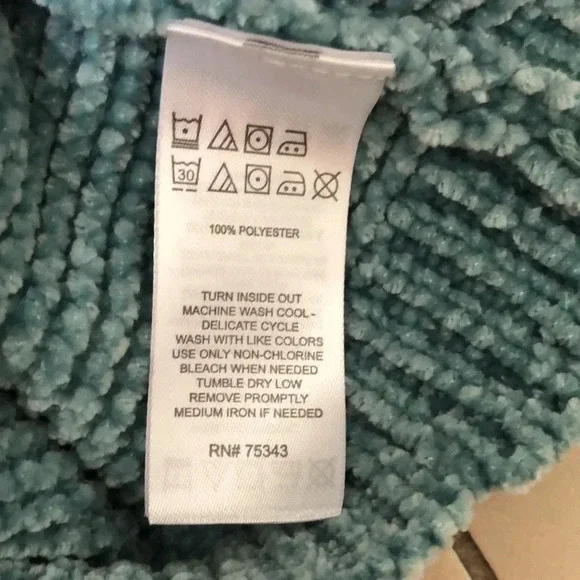 Tommy Bahama chenille teal sweater with bow, girls size S  (5-6 years) - Picture 4 of 4